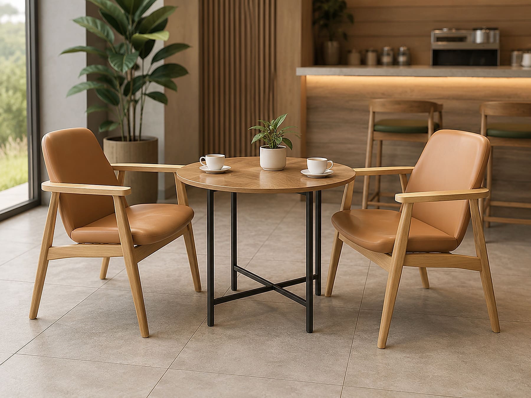 Coordinated cafe table and chair set