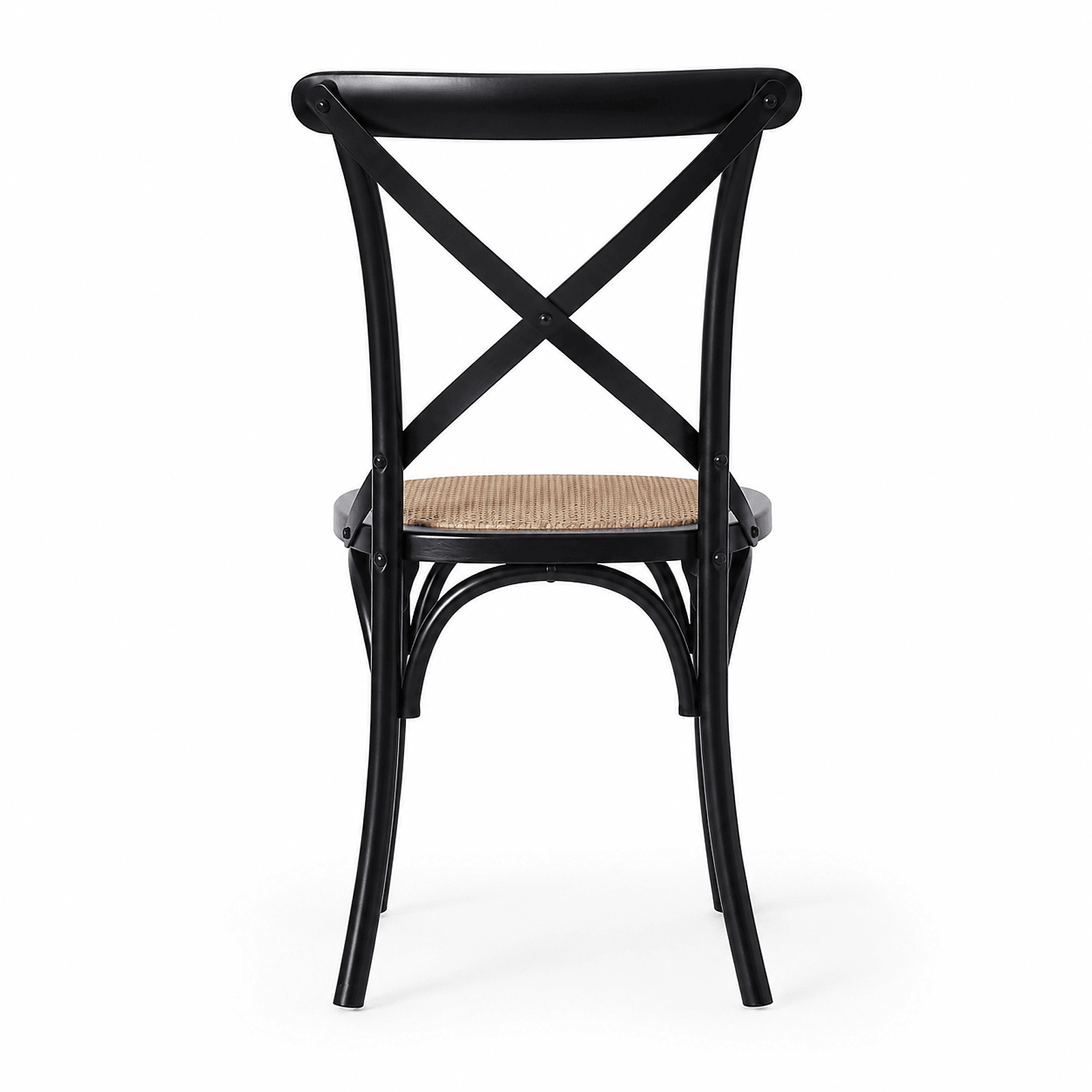 Rear view of black cross-back cafe chair