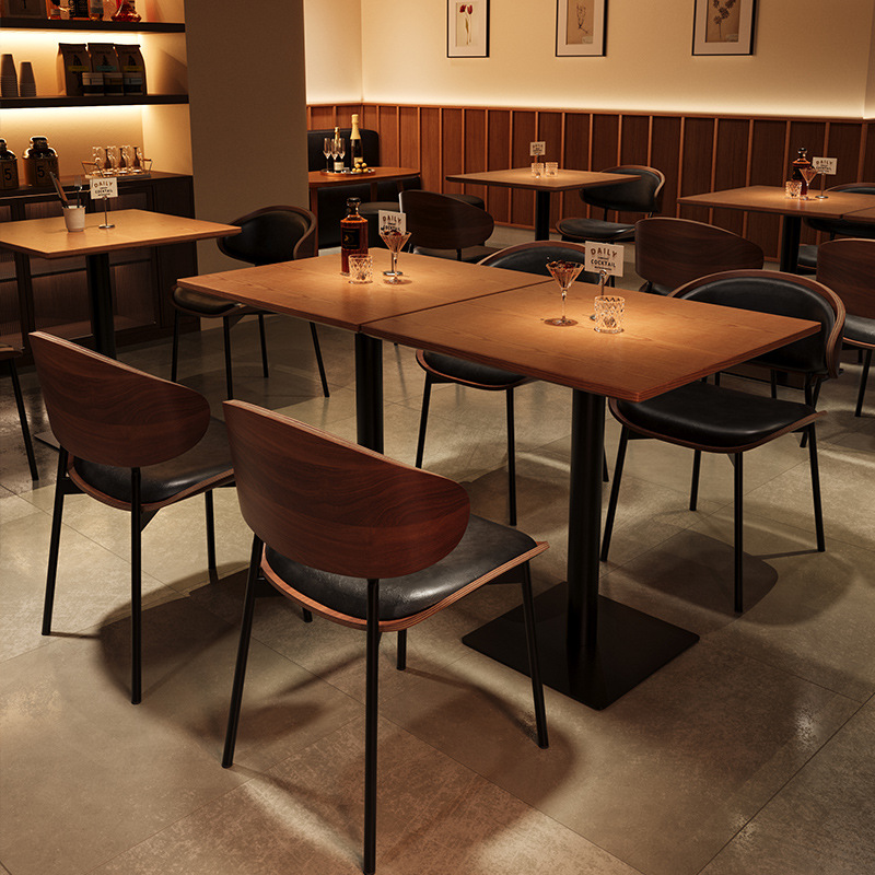 Commercial Solid Wood Table and Chair Set for Restaurants, Cafes, and Bars