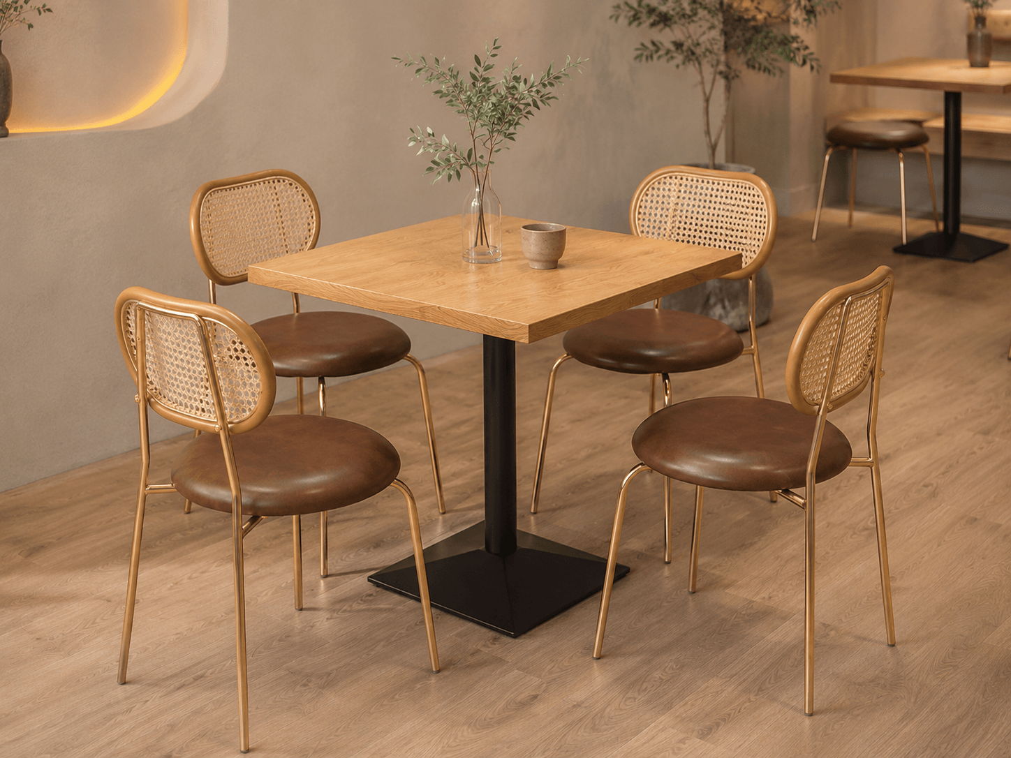 Four-seat bistro table and chair combination